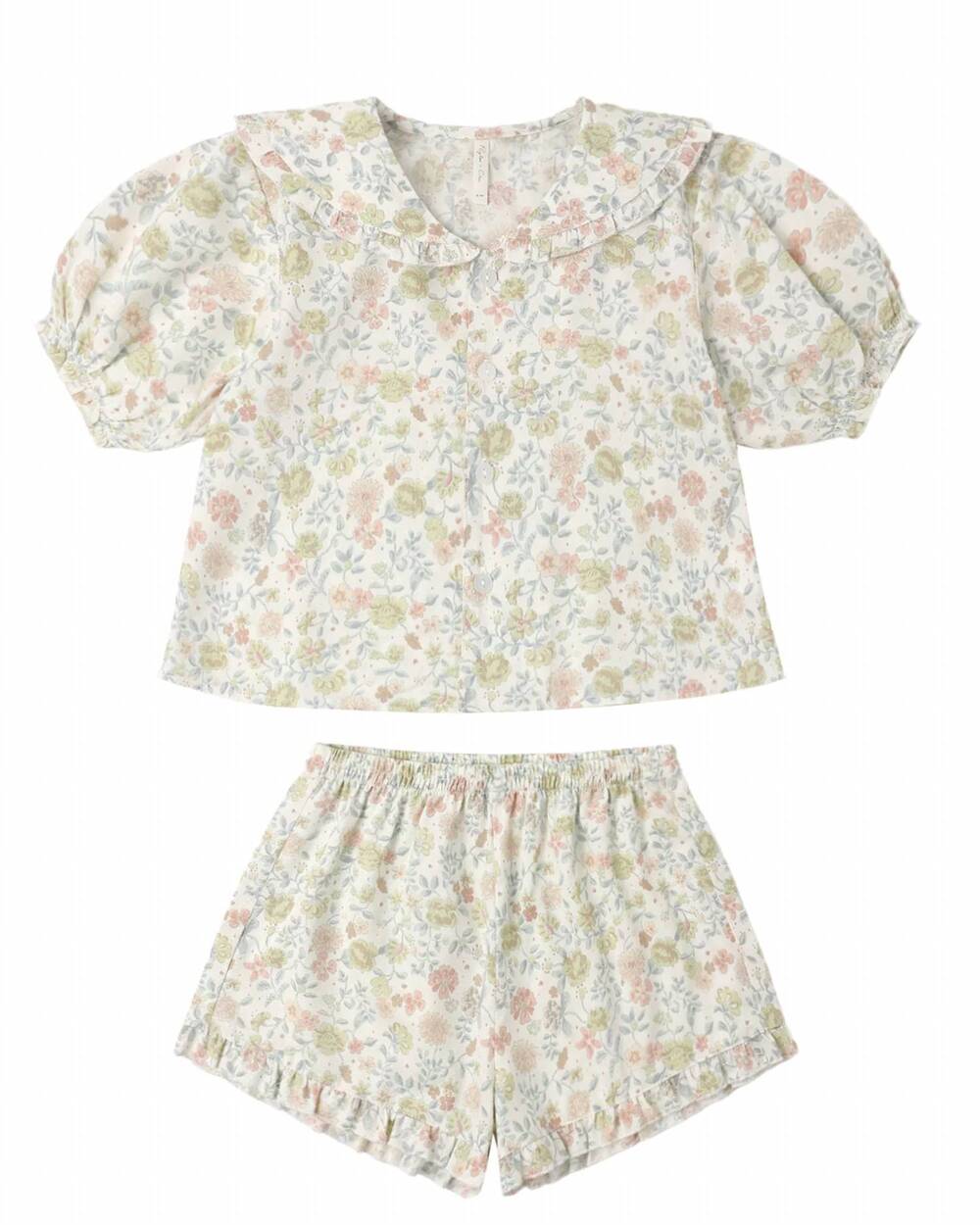 NEW RYLEE + CRU girl's delilah pajama set in citron bloom/ivory